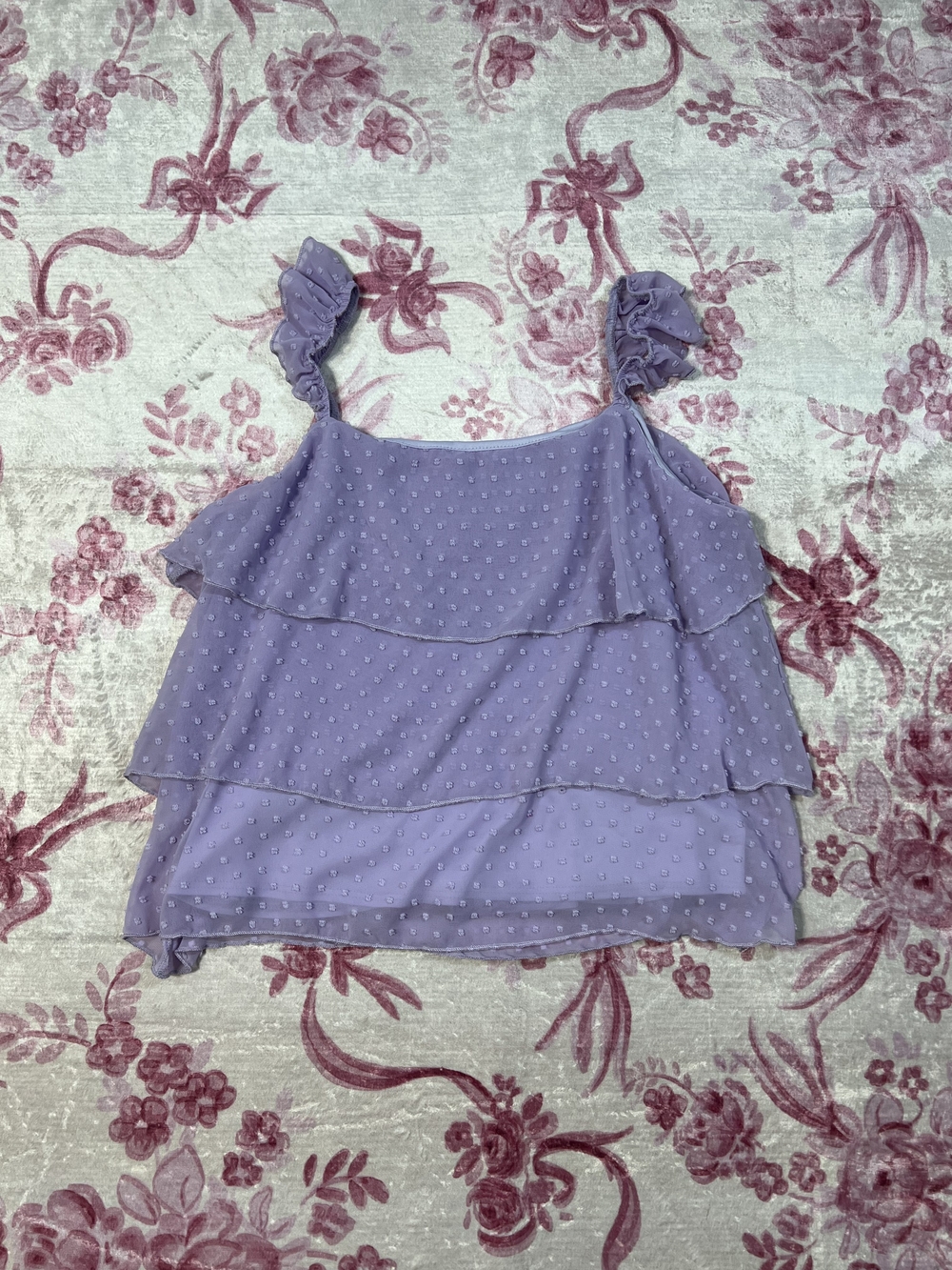 Peach‎ Love California Lilac Ruffle Tiered Camisole / Shirt